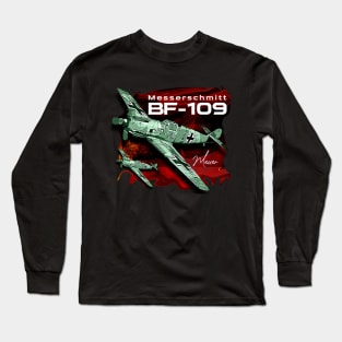 Messerschmitt BF-109 Luftwaffe Vintage Aircraft Long Sleeve T-Shirt